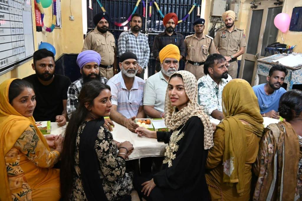 Sisters celebrate Raksha Bandhan by tying Rakhi to their brothers in Central Jail